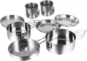 Happyyami 8Pcs Camping Cookware Set Durable Cooking Kit for Outdoor Backpacking Picnics Compact Collapsible Design for Easy Carrying and Storage