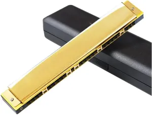 Harmonica C key 28 accent beginner professional performance grade harmonica instrument(Gold)