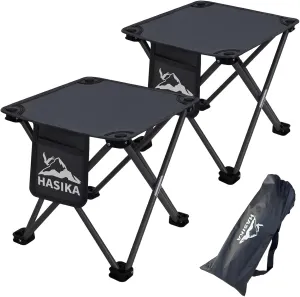 HASIKA Collapsible Stool 2 Pack Folding Stool Portable Outdoor Ottoman 400lbs Strong Support Camping Stool for Travel Gardening Fishing Hiking BBQ