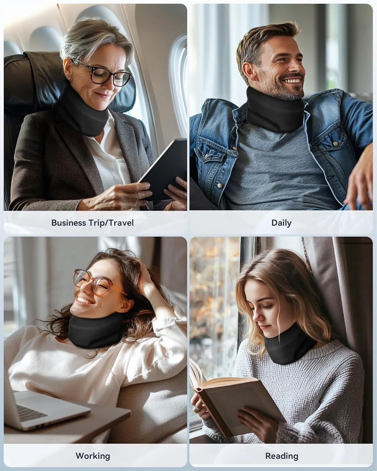 Heated Neck Brace Cervical Collar - Neck Support Brace with Heating Pad, Soft Foam Wraps Keep Vertebrae Stable and Aligned for Relief of Cervical Spine Pressure for Women & Men Black (M Size)