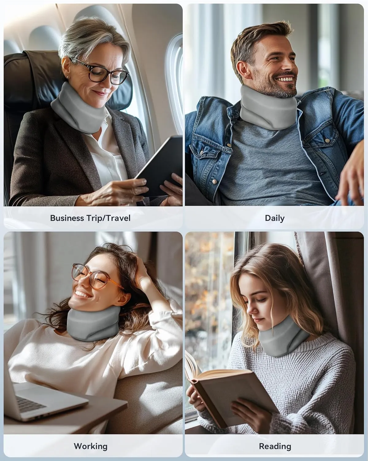 Heated Neck Brace Cervical Collar - Neck Support Brace with Heating Pad, Soft Foam Wraps Keep Vertebrae Stable and Aligned for Relief of Cervical Spine Pressure for Women & Men Gray (L Size)
