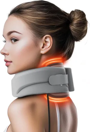 Heated Neck Brace Cervical Collar - Neck Support Brace with Heating Pad, Soft Foam Wraps Keep Vertebrae Stable and Aligned for Relief of Cervical Spine Pressure for Women & Men Gray (L Size)
