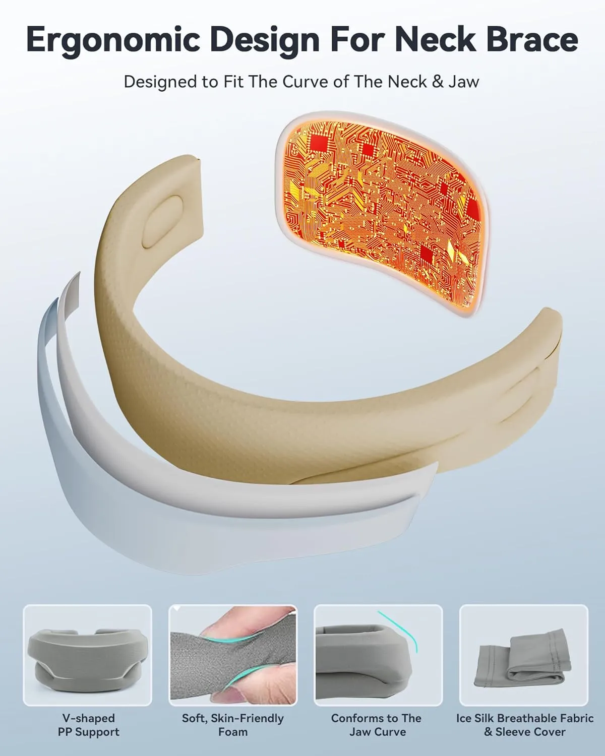 Heated Neck Brace Cervical Collar - Neck Support Brace with Heating Pad, Soft Foam Wraps Keep Vertebrae Stable and Aligned for Relief of Cervical Spine Pressure for Women & Men Gray (L Size)