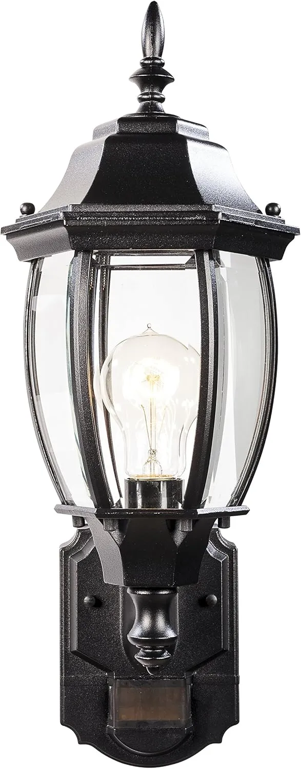 Heath Zenith HZ-4192-BK Six-Sided Die-Cast Aluminum Lantern, Black with Beveled Glass