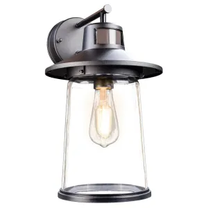 Heath Zenith Link Black Motion-Sensing Incandescent Wall Lantern