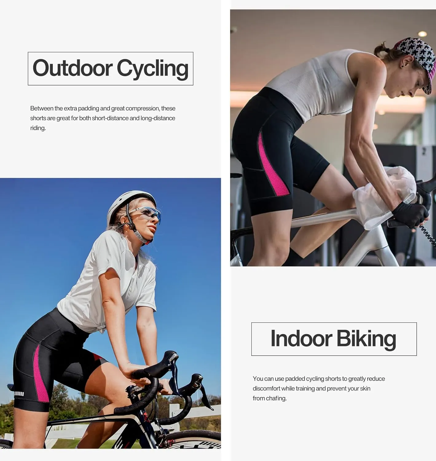 Heathyoga Womens 4D Padded Bike Shorts with Pockets Padding Cycling Shorts Women Bicycle Shorts Biker Biking Shorts