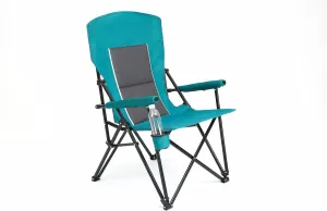 Heavy Duty High Back Lawn Chair with Cup Holder - Supports 250LBS, Portable & Collapsible, Extra Wide & Stable Camping Chair, Breathable Mesh Padding (Blue)