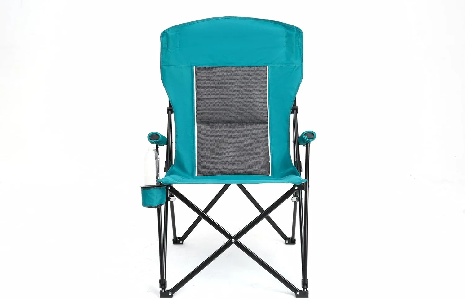 Heavy Duty High Back Lawn Chair with Cup Holder - Supports 250LBS, Portable & Collapsible, Extra Wide & Stable Camping Chair, Breathable Mesh Padding (Blue)
