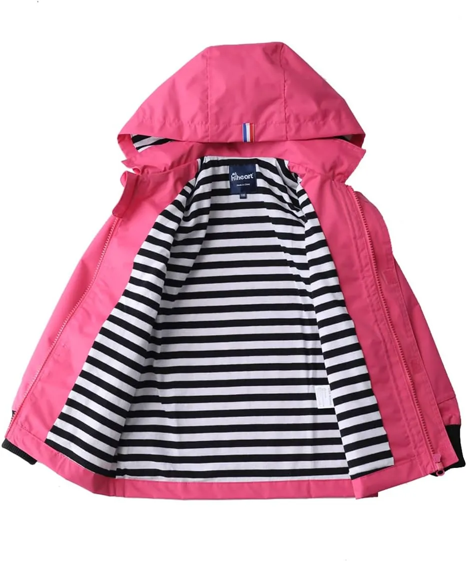 Hiheart Boys Girls Waterproof Hooded Jackets Cotton Lined Rain Jackets