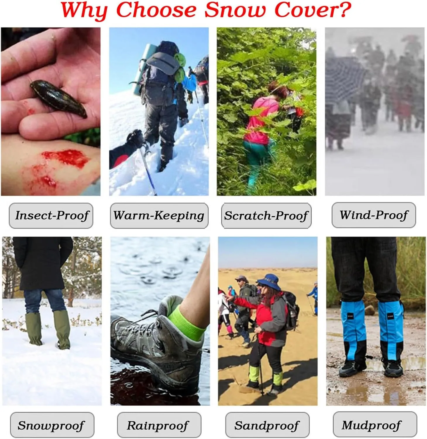 Hiking Gaiters,Adjustable Leg Gaiters,Waterproof Cloth High Leg Cover,Lower Legs Guards,for Outdoor Sports and Outdoor Work