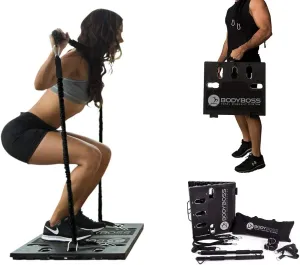Home Gym 2.0 - Full Portable Gym Home Workout Package   1 Set of Resistance Bands - Collapsible Resistance Bar, Handles - Full Body Workouts for Home, Travel or Outside - Black (PKG2-BLACK)