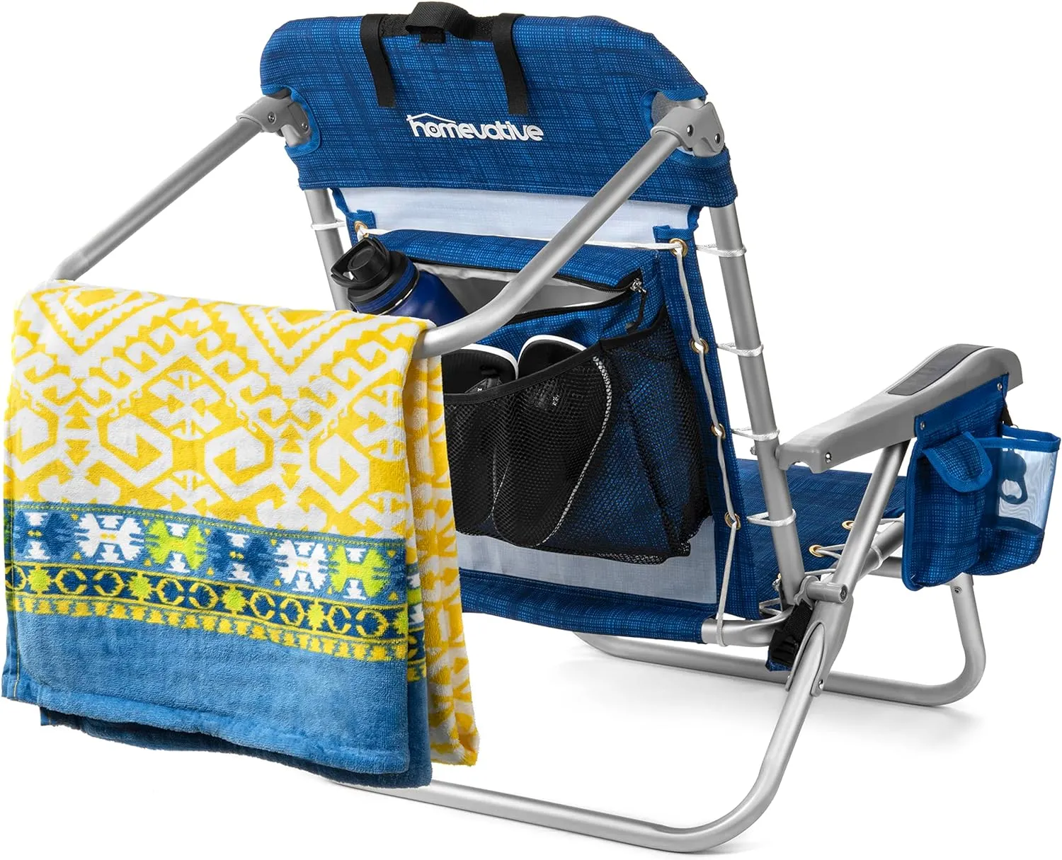 Homevative Cooler  Folding Backpack Beach Chair with 5 Positions, Towel bar, XL Cooler Pouch, Storage Net, Cup and Phone Holder, Breeze, 2 Pack
