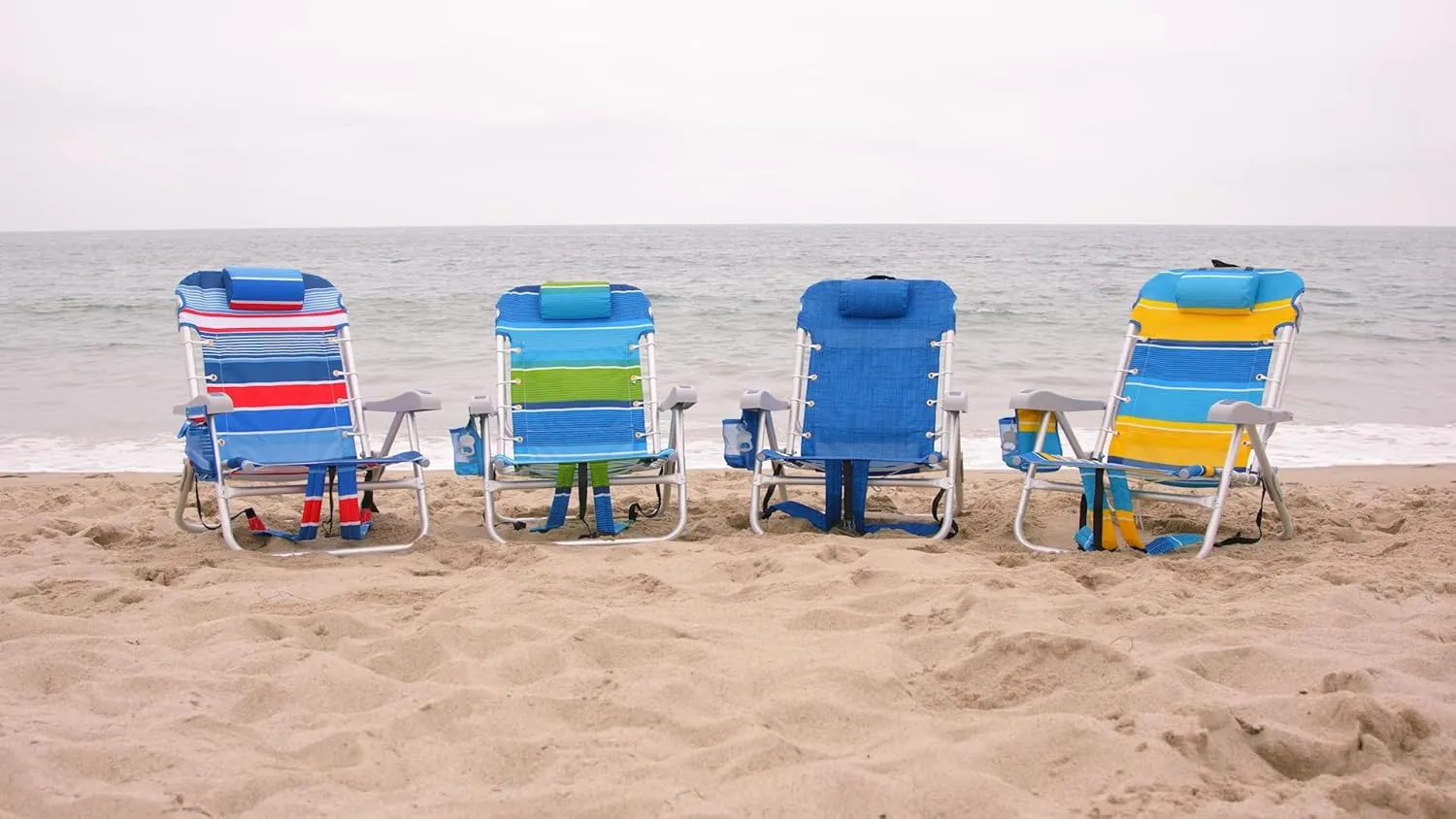 Homevative Cooler  Folding Backpack Beach Chair with 5 Positions, Towel bar, XL Cooler Pouch, Storage Net, Cup and Phone Holder, Deep Sea, 2 Pack