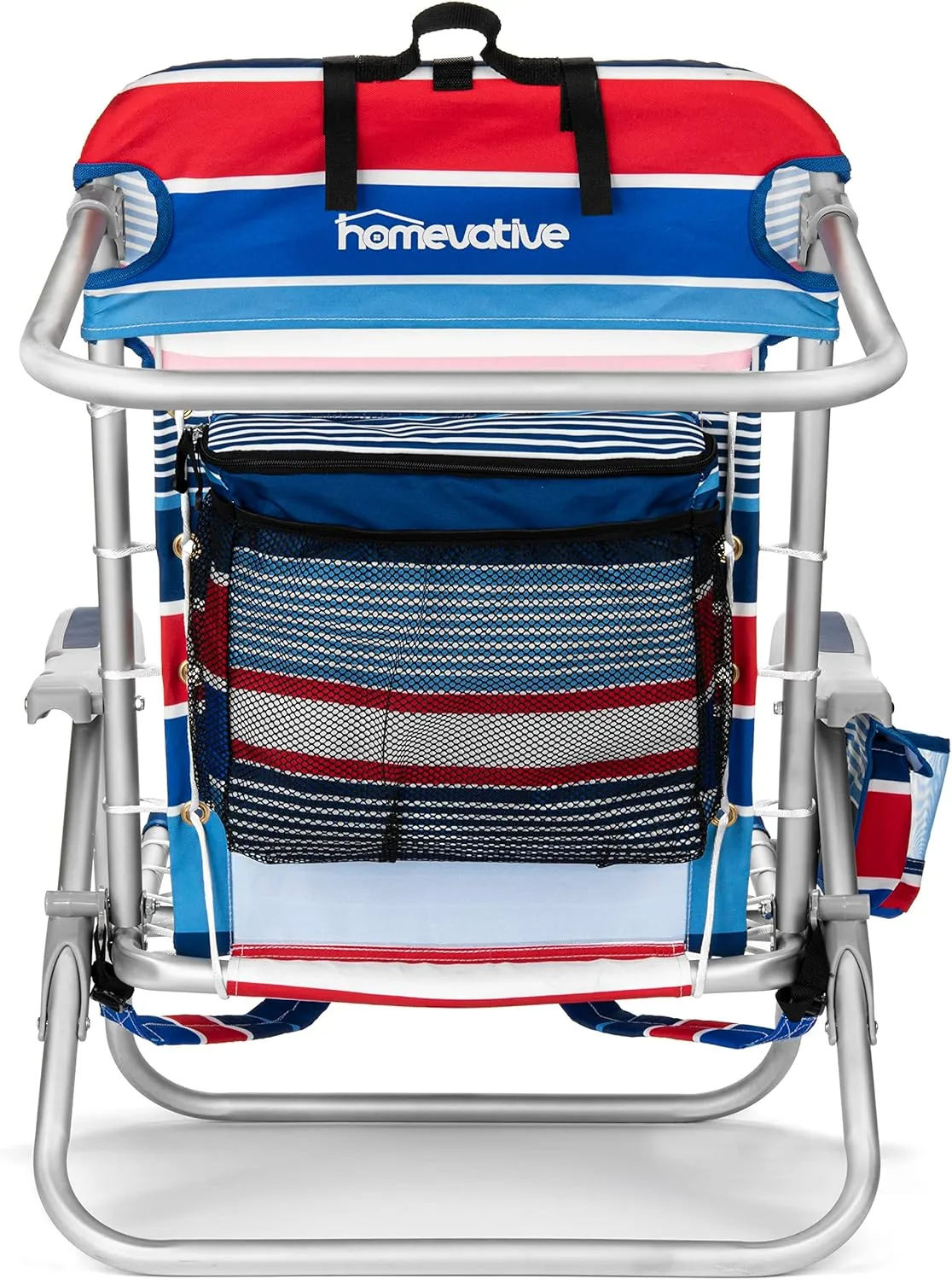 Homevative Cooler  Folding Backpack Beach Chair with 5 Positions, Towel bar, XL Cooler Pouch, Storage Net, Cup and Phone Holder, Fireworks, 2 Pack