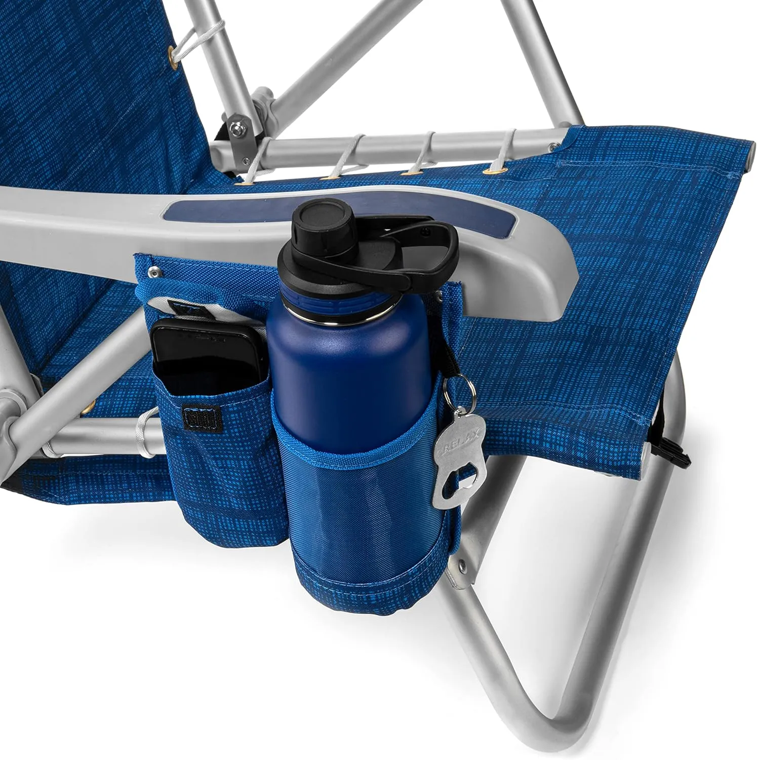 Homevative Cooler  Folding Backpack Beach Chair with 5 Positions, Towel bar, XL Cooler Pouch, Storage Net, Cup and Phone Holder, Fireworks, 2 Pack