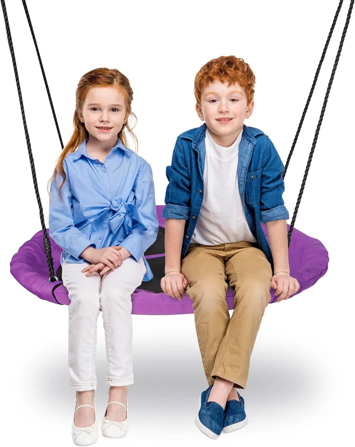 HomGarden Saucer Tree Swing Purple Set 40" Waterproof Round Outdoor Nest Spinner Web Tree Swing 800 lbs Weight Capacity Durable Steel Frame w/Adjustable Nylon Ropes Kids, Teens Adults