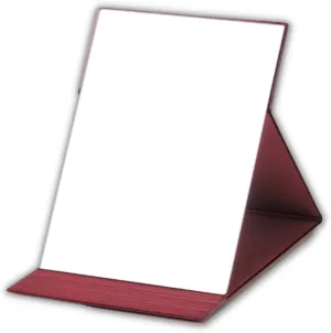 HORIUCHI Folding Travel Mirror, Portable Foldable Mirror, for Travel, Camping, Home (6.8L× 4.9W, M Bordeaux)