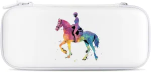 Horse Rider Race Marseille Compatible with Switch Carrying Case Hard Travel Game Bag Pouch with 15 Games Accessories