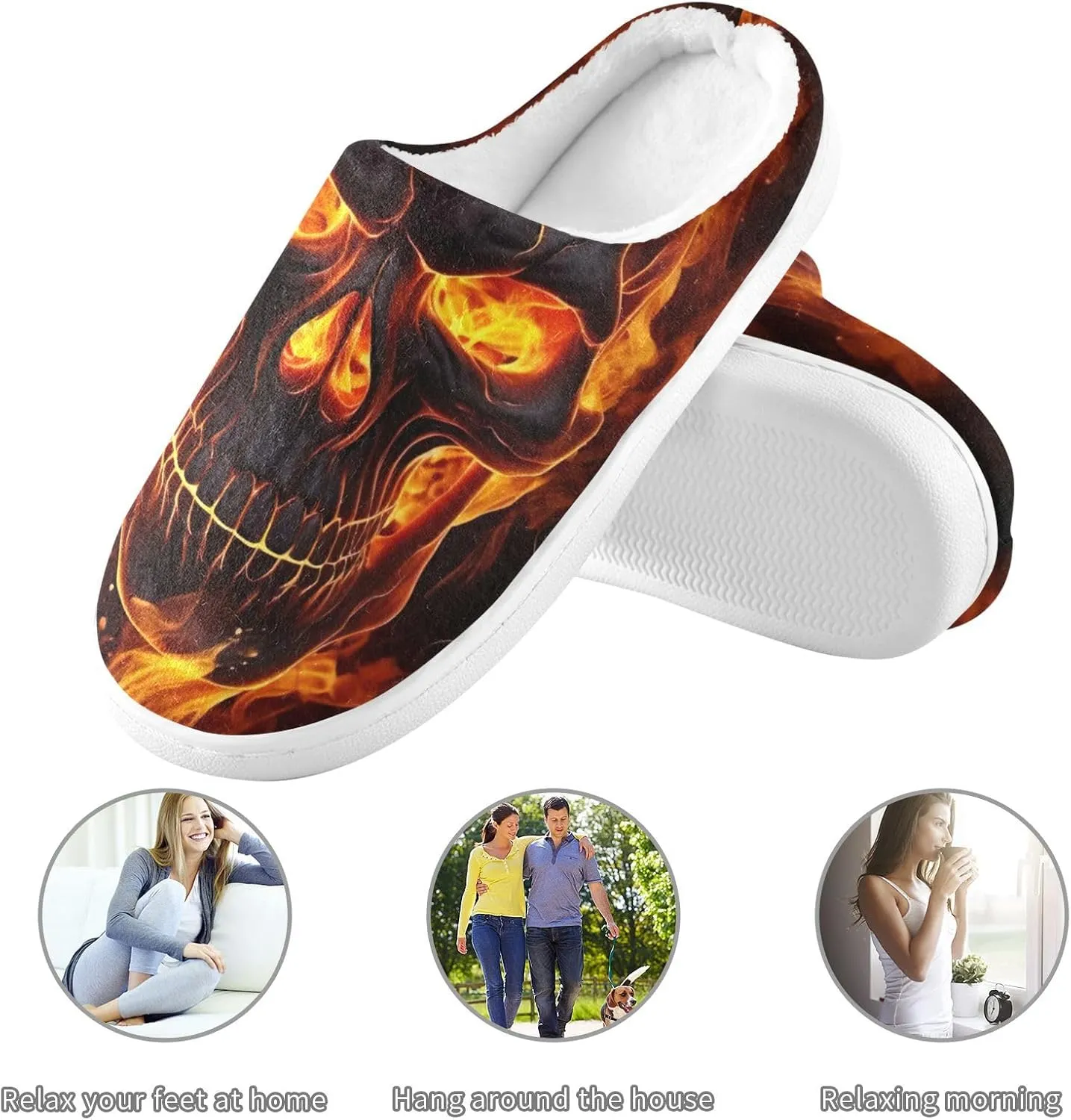 House Fuzzy Slippers Halloween Skull Unicorn Anti-Slip Warm Shoes for Womens & Men 20848736