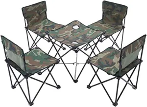 HUAWELL Lightweight Camping Chair 5-Pack Folding Portable Seat Stool with Shoulder Strap, Perfect for Outdoor Traveling Camping Picnic Fishing (Camouflage 5 Piece Set)