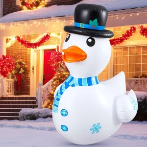 Hungdao 1 Pcs 4 Feet PVC Christmas Giant Inflatable Duck Huge Rubber Large Blow up Duck Christmas Pool Floats for Xmas Holiday Indoor Outdoor Pool Decorations (Snowman)