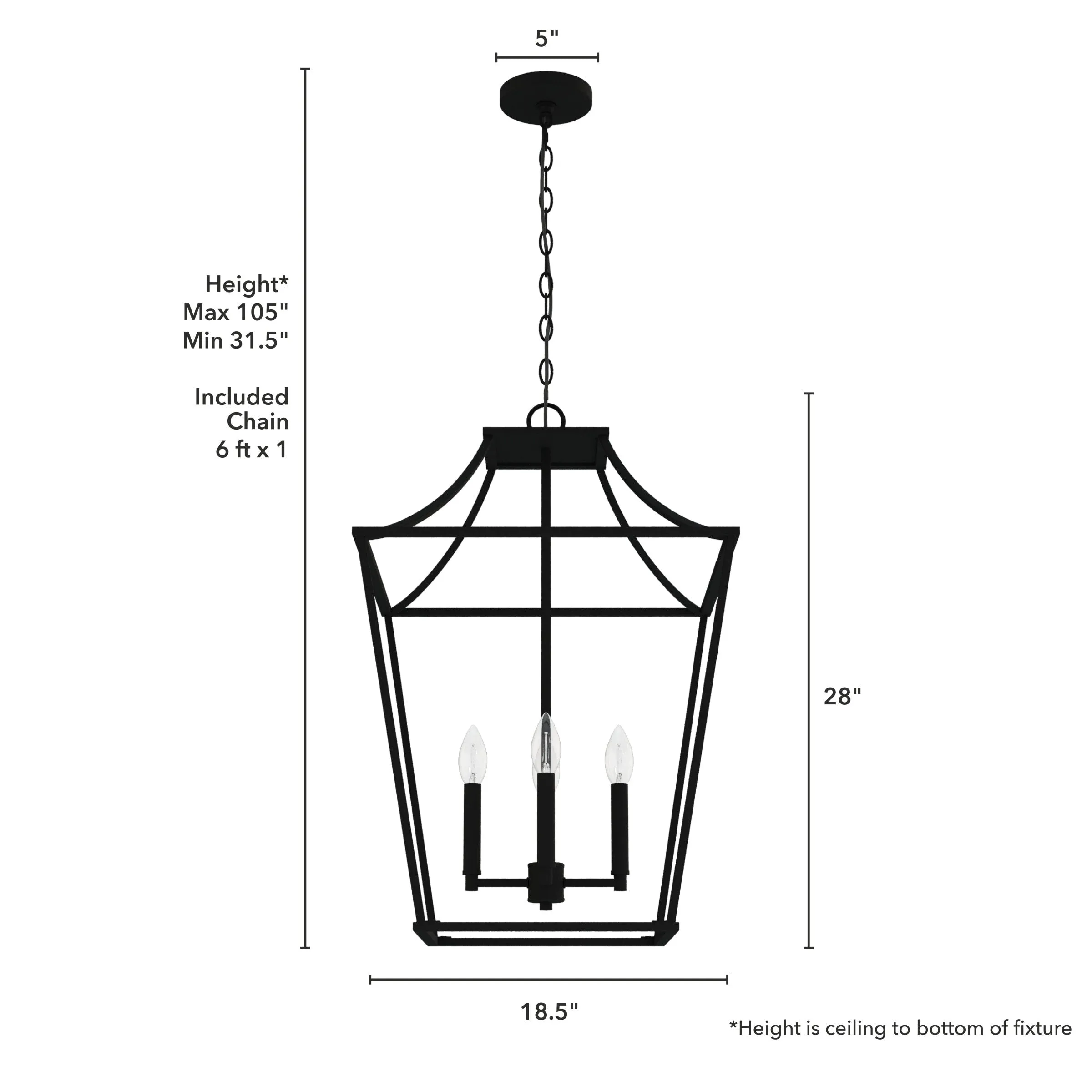 Hunter Laurel Ridge 4-Light Natural Iron Transitional Lantern LED Medium Hanging Kitchen Island Light