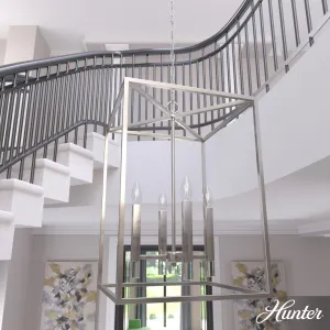 Hunter Sunjai 4-Light Brushed Nickel Traditional Lantern LED Medium Hanging Kitchen Island Light