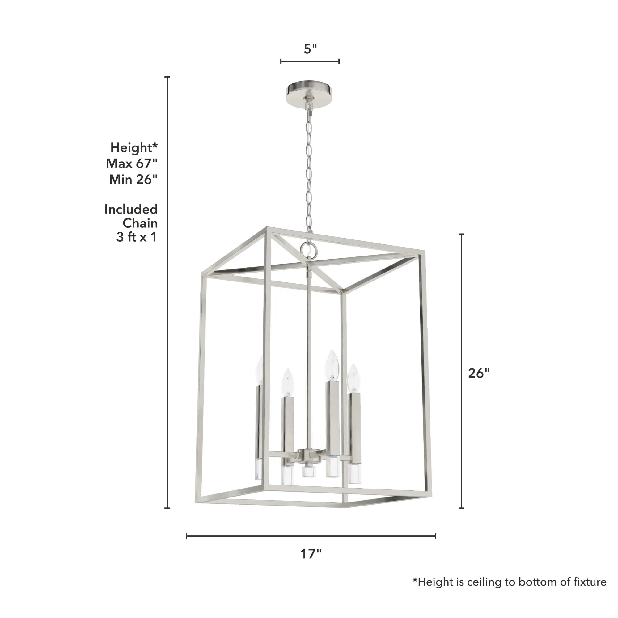Hunter Sunjai 4-Light Brushed Nickel Traditional Lantern LED Medium Hanging Kitchen Island Light
