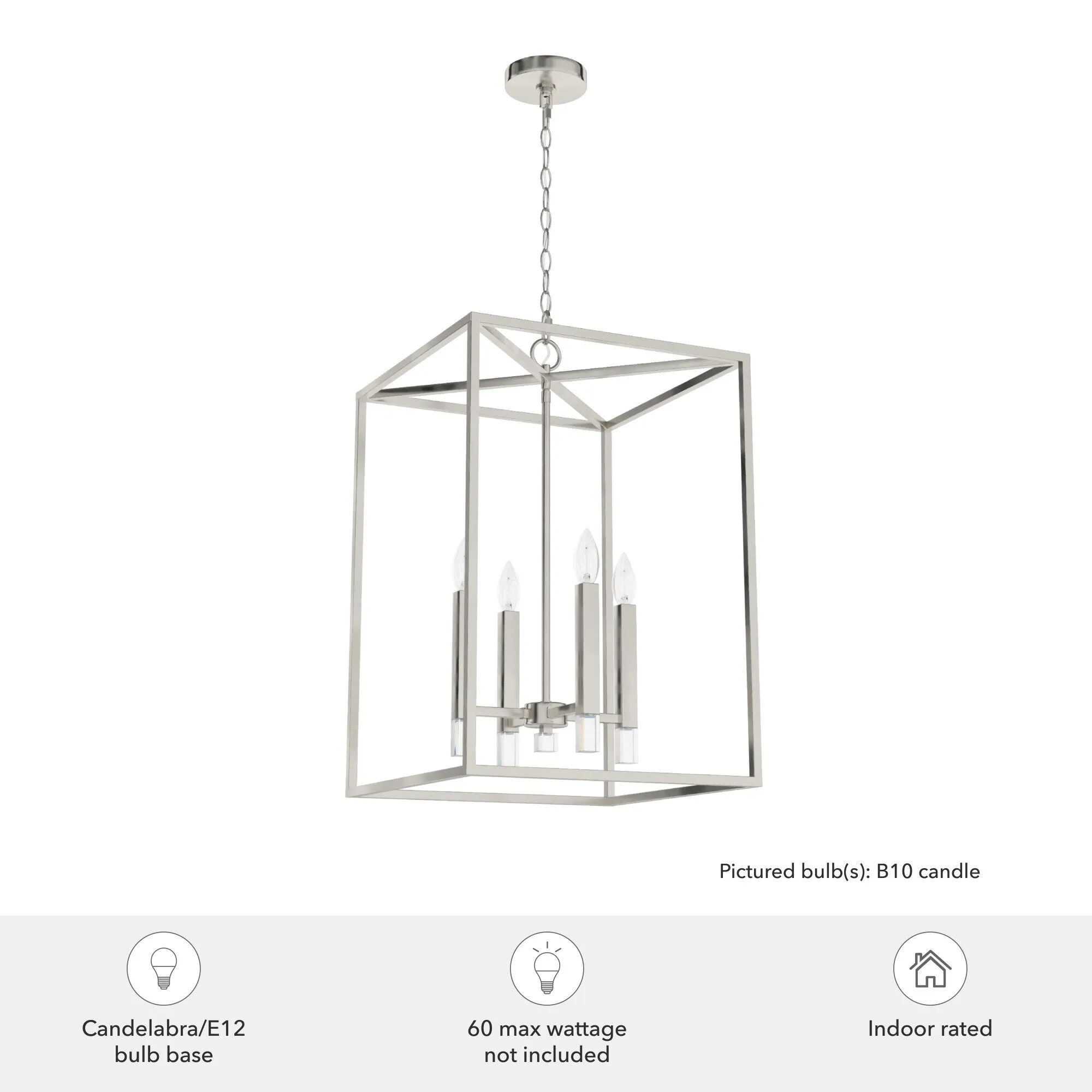 Hunter Sunjai 4-Light Brushed Nickel Traditional Lantern LED Medium Hanging Kitchen Island Light