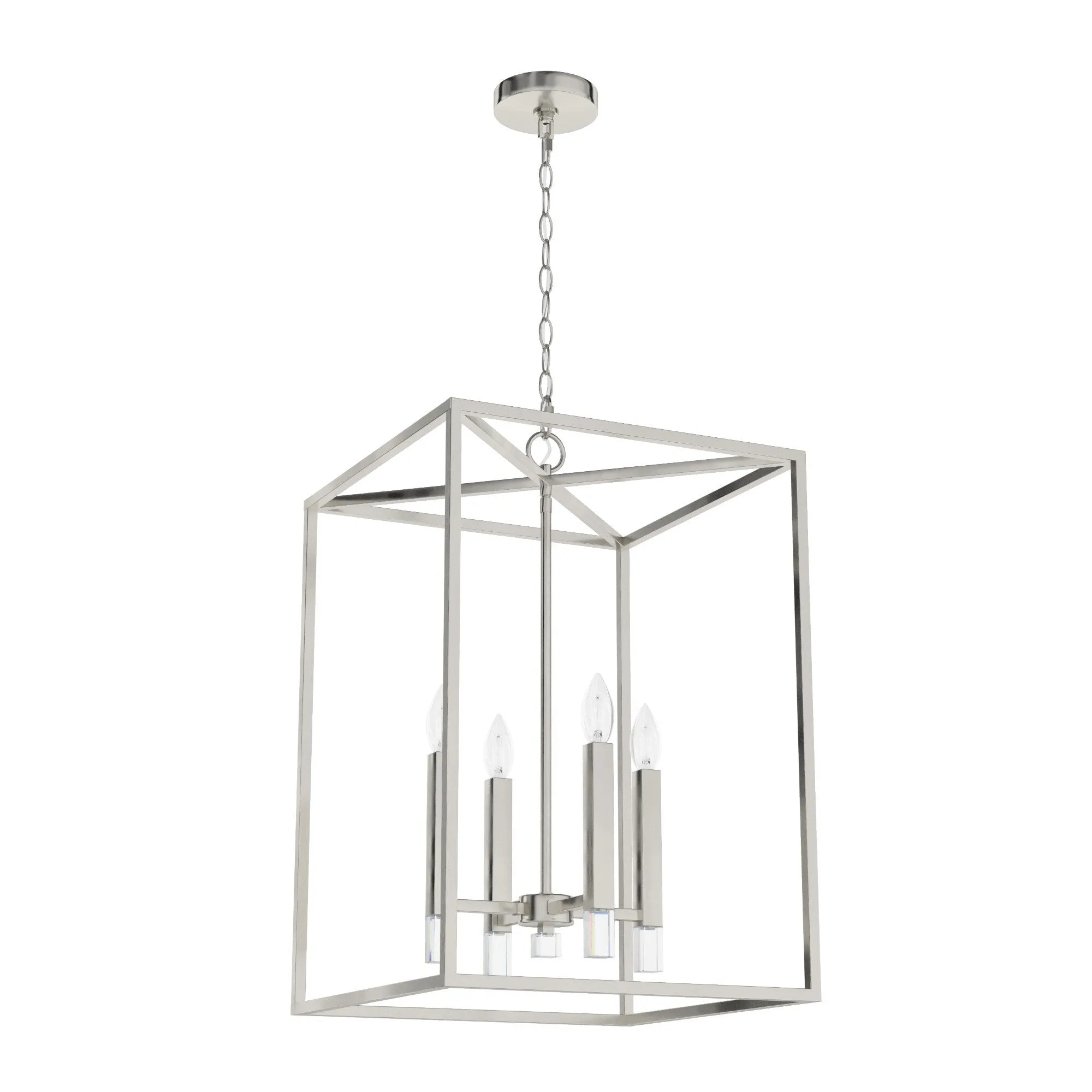 Hunter Sunjai 4-Light Brushed Nickel Traditional Lantern LED Medium Hanging Kitchen Island Light