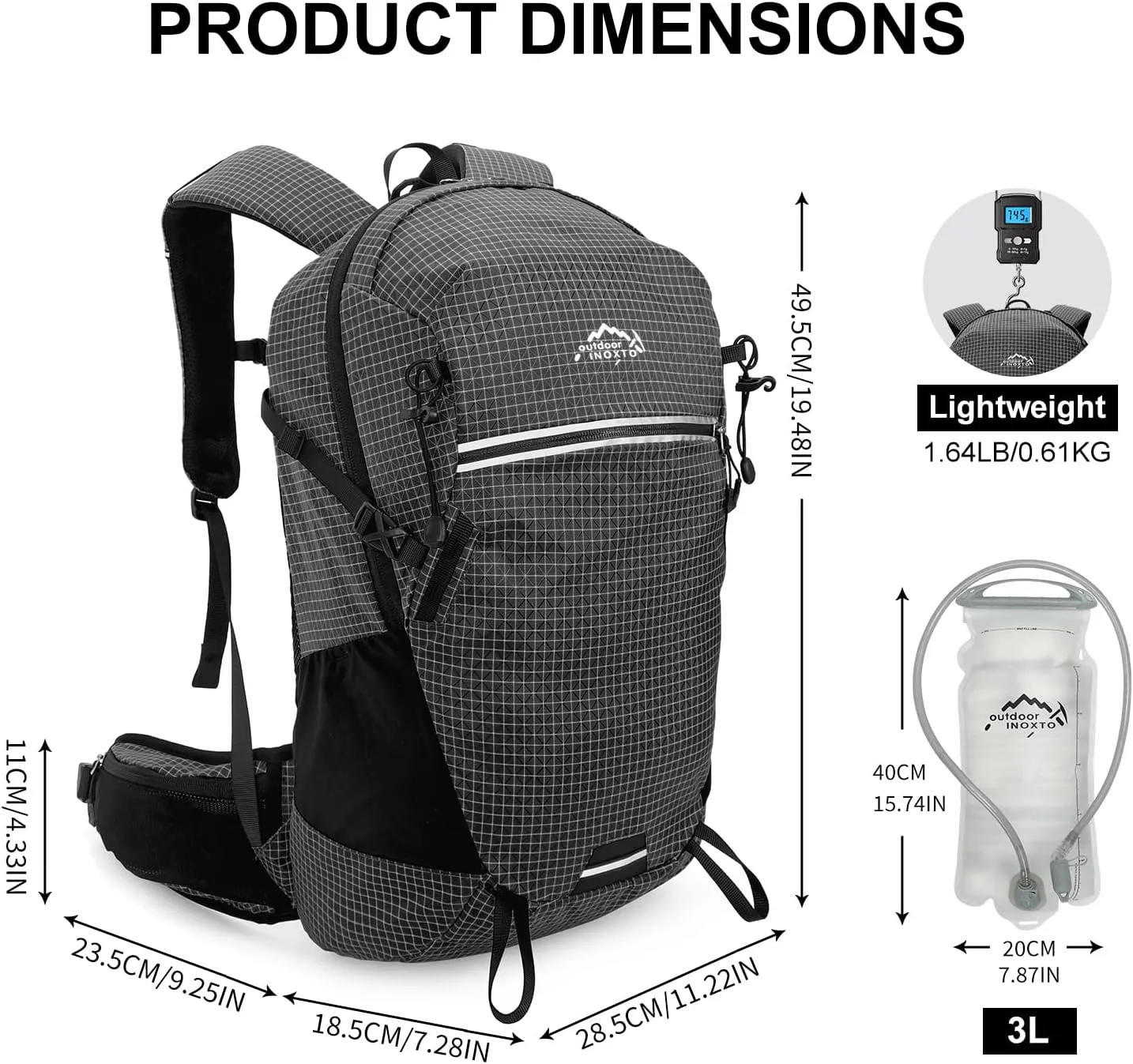 Hydration Backpack, 25L Hiking Backpack with 3L Water Bladder and Rain Cover, Hiking Water Backpack Men Women Lightweight Hydration Pack for Hiking, Cycling, Climbing, Camping
