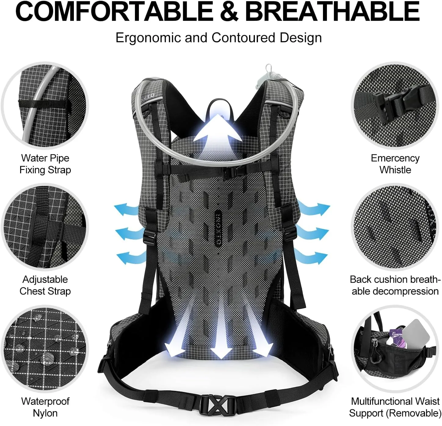 Hydration Backpack, 25L Hiking Backpack with 3L Water Bladder and Rain Cover, Hiking Water Backpack Men Women Lightweight Hydration Pack for Hiking, Cycling, Climbing, Camping