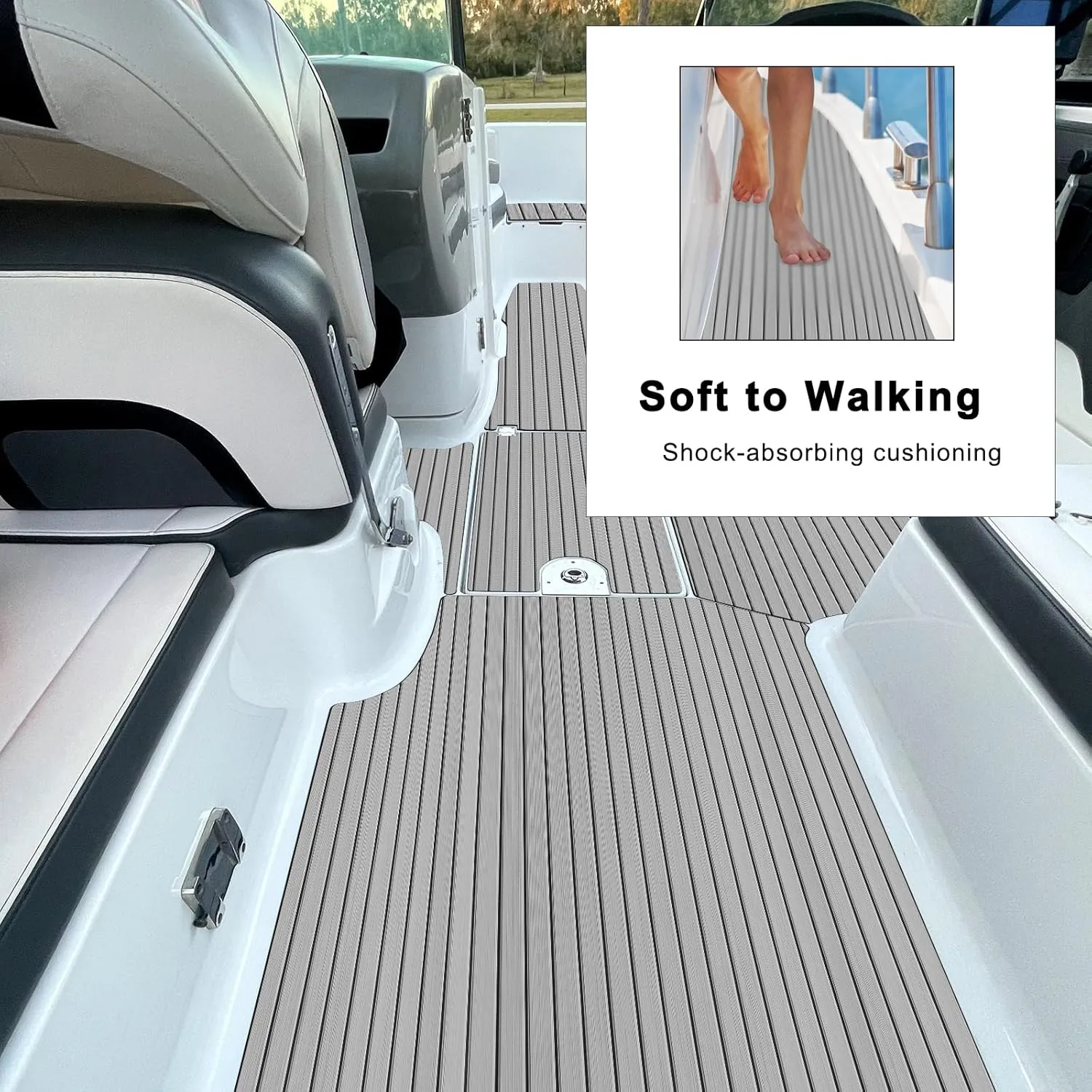 HZshark Boat Flooring EVA Foam Boat Decking Self-Adhesive 6mm Non Slip Marine Floor Teak Boat Carpet Soft Foam Decking for Boat Yacht Kayak Motorboat Golf Cart RV Ramp Golf Cart Cooler Tops