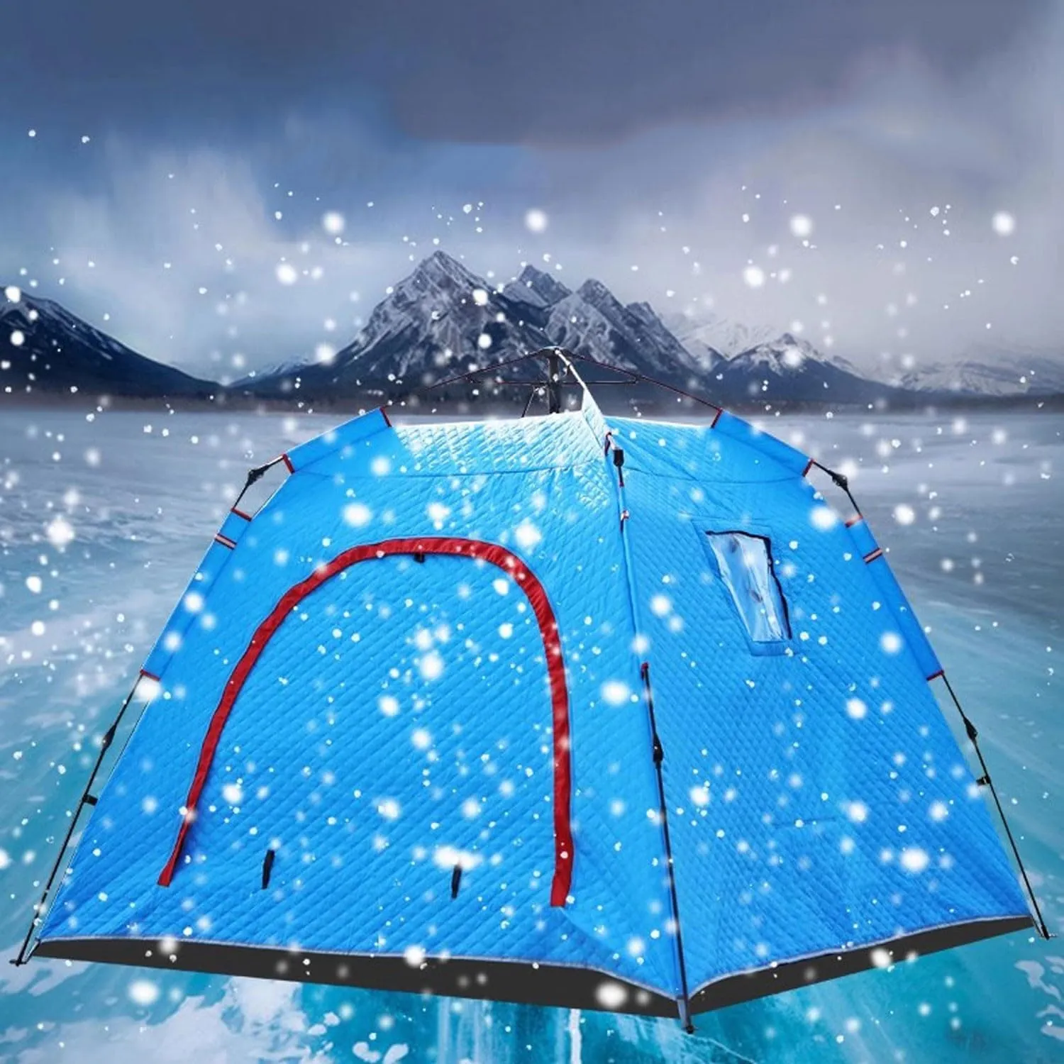 ice Fishing Tent ice Fishing shelter Insulated Quickly Set Up a Cotton Winter Ice Fishing Tent, Suitable for 3-4 People(Color:2)