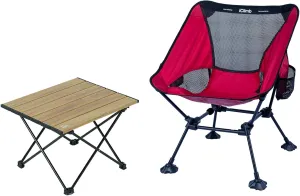 iClimb 1 Folding Table and 1 Anti-Sinking Large Feet Chair Bundle, Ultralight Compact for Single Adult Outdoor Backpacking Hiking Camping Beach Concert