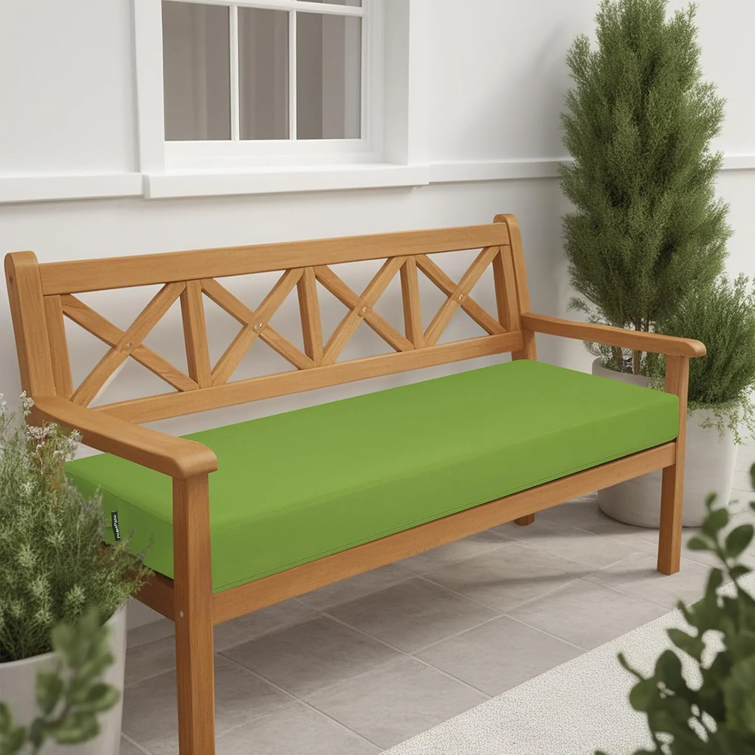 idee-home Outdoor Bench Cushion Waterproof, Bench Cushions for Outdoor Furniture, Patio Porch Swing Replacement Seat Pad with Ties for Garden Backyard, 48 x 18 Inch Green