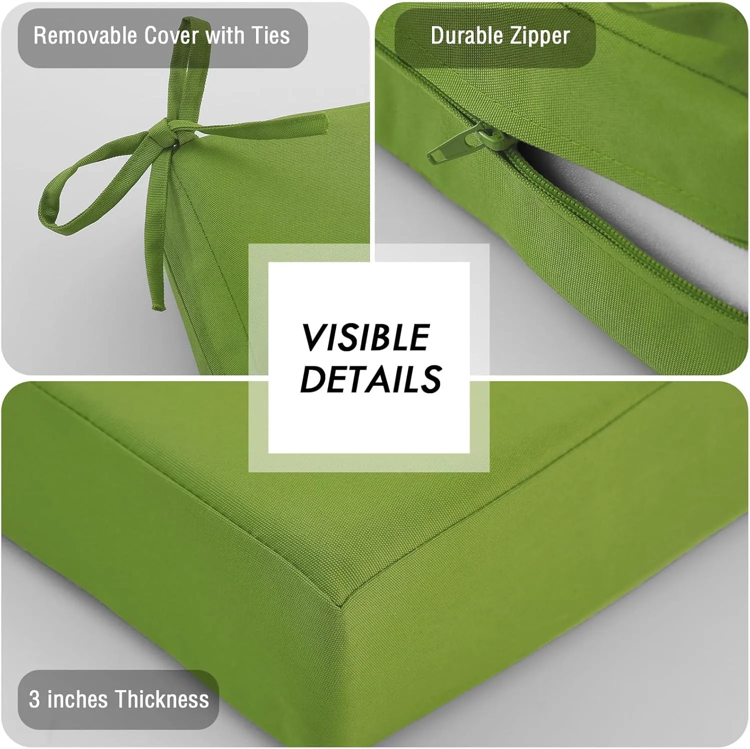idee-home Outdoor Bench Cushion Waterproof, Bench Cushions for Outdoor Furniture, Patio Porch Swing Replacement Seat Pad with Ties for Garden Backyard, 48 x 18 Inch Green