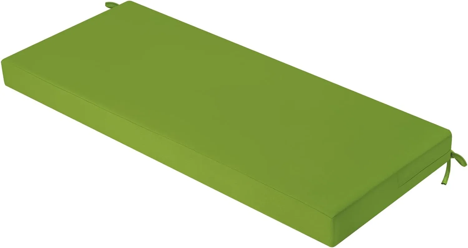 idee-home Outdoor Bench Cushion Waterproof, Bench Cushions for Outdoor Furniture, Patio Porch Swing Replacement Seat Pad with Ties for Garden Backyard, 48 x 18 Inch Green
