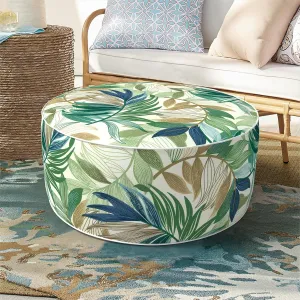 Inflatable Ottoman Stool D21 xH9 for Outdoor/Indoor Use, Water Repellent Patio Foot Rest Stool with Portable Handle,Round Pouf Ottoman Suitable for Garden,Deck and Camping - Lush Leaf Green