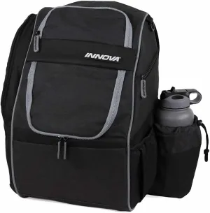 Innova Excursion Disc Golf Backpack Bag, Holds 25 Discs, Spacious Side Pocket, Rain Cover Included Black