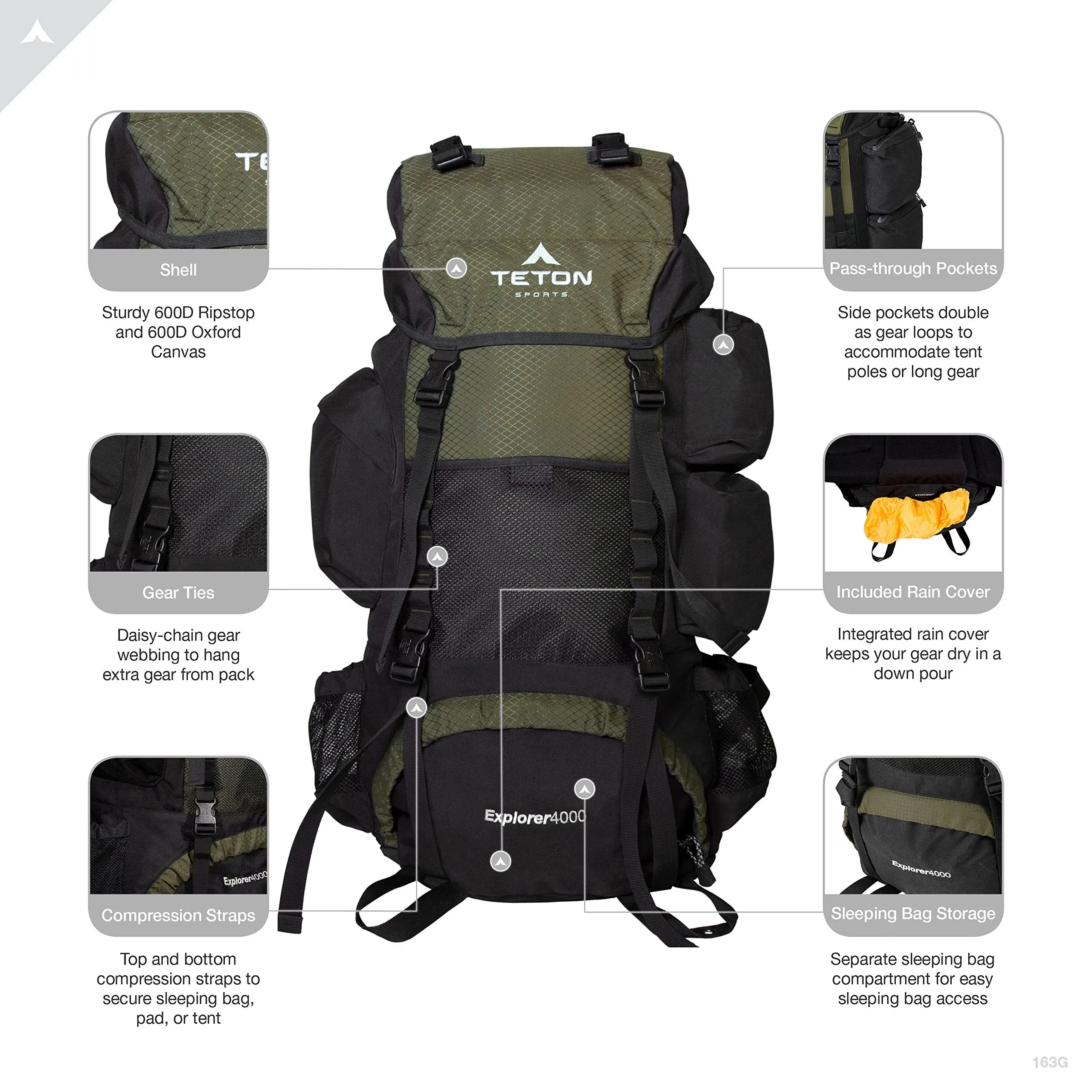 Internal Frame Backpack 65L Capacity Green