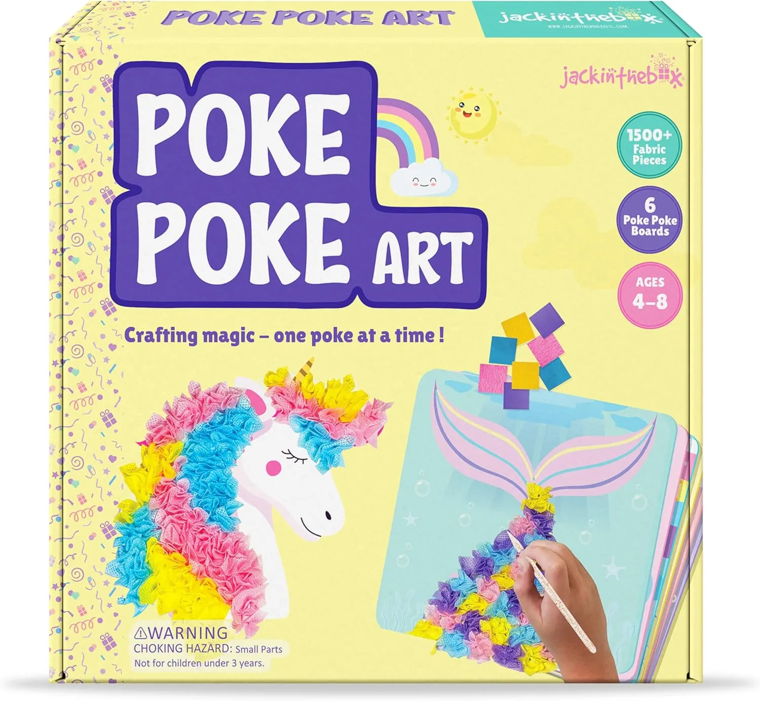 jackinthebox Poke Poke Art for Kids - Unicorns, Mermaids, Princess, Cupcakes, Mess-Free Sewing Art for Children, Toys for Girls and Boys Ages 4 5 6 7 8, Great Gift for Children, DIY Creative Activity