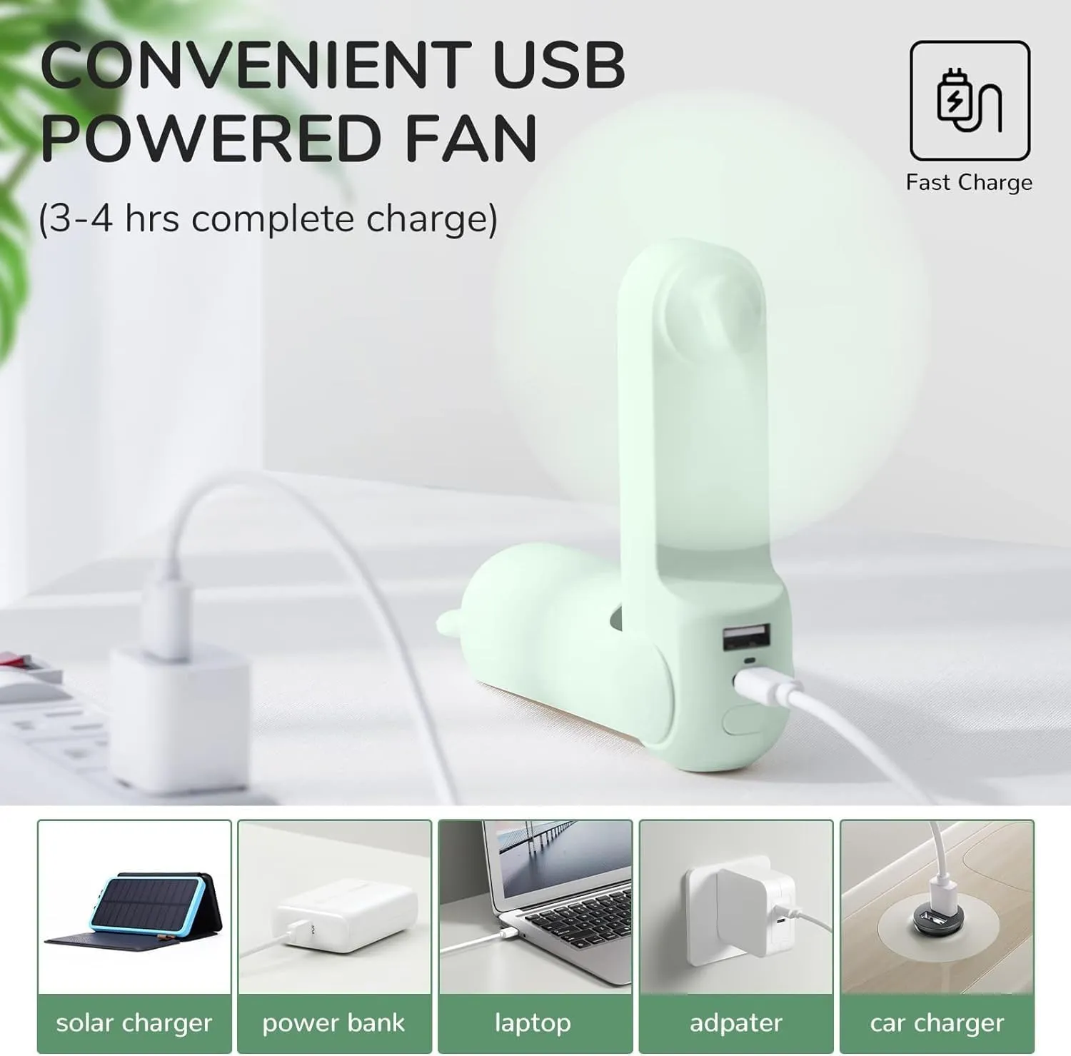 JISULIFE Handheld Fan with 4500 mAh Powerbank Max 37 Hours Runtime, Pocket Portable Battery Operated or USB Powered Folding Personal Fan, 3 Speeds, Gifts for Women Men Kids Gift for Festival-Green