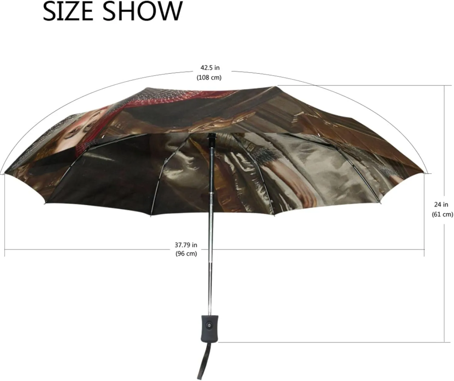 Joisal Albert Bierstadt Scenery Painting Travel Umbrella Windproof Strong Modern Automatic Sturdy Umbrella for Rain & Sun