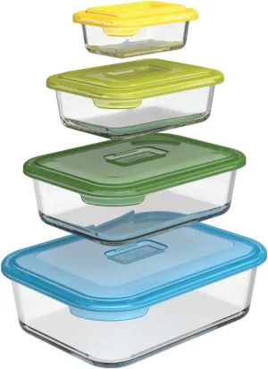 Joseph Joseph Nest Glass Storage, Freezer Oven Microwave Dishwasher Safe, 8-Piece Set, Multi-colored, Multicolor