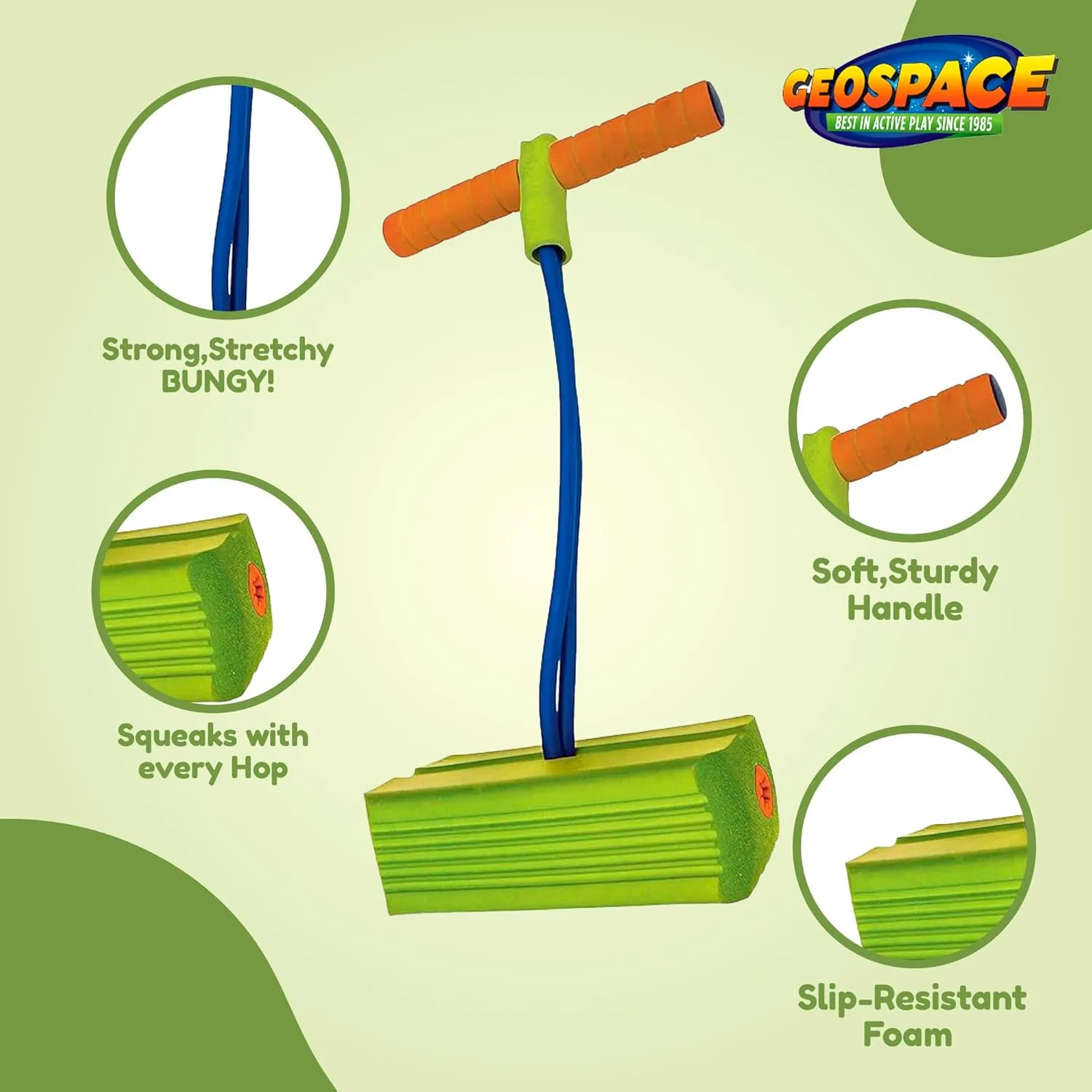 Jumparoo Deluxe Bungee Boing Foam Bouncing Toy - The Squeakiest, Easiest Pogo Stick Ever! for Kids 3 Years & Up, Pogo Stick