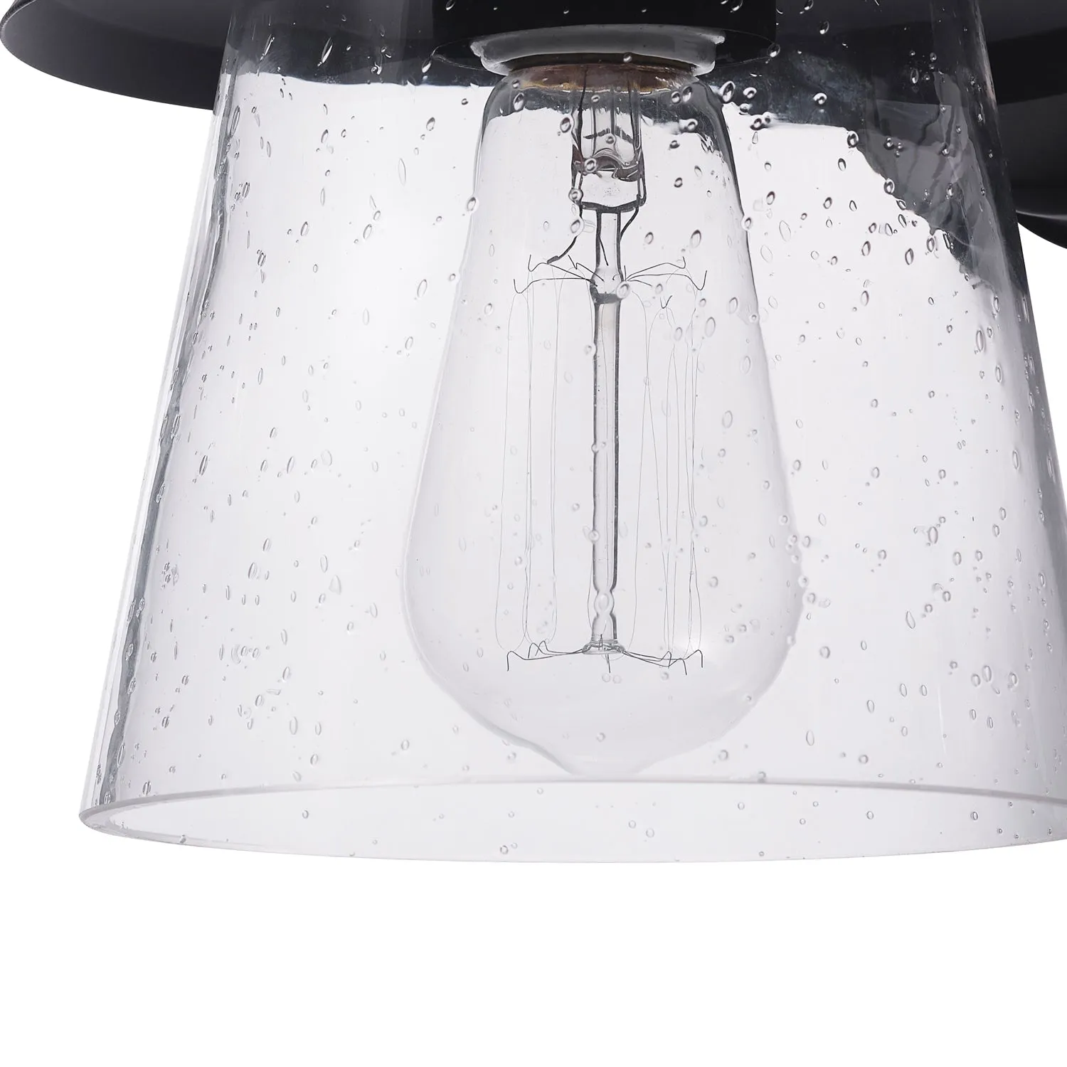 Juno 1-Light Matte Black Motion Sensor Outdoor Wall Sconce with Clear Seeded Glass Shade