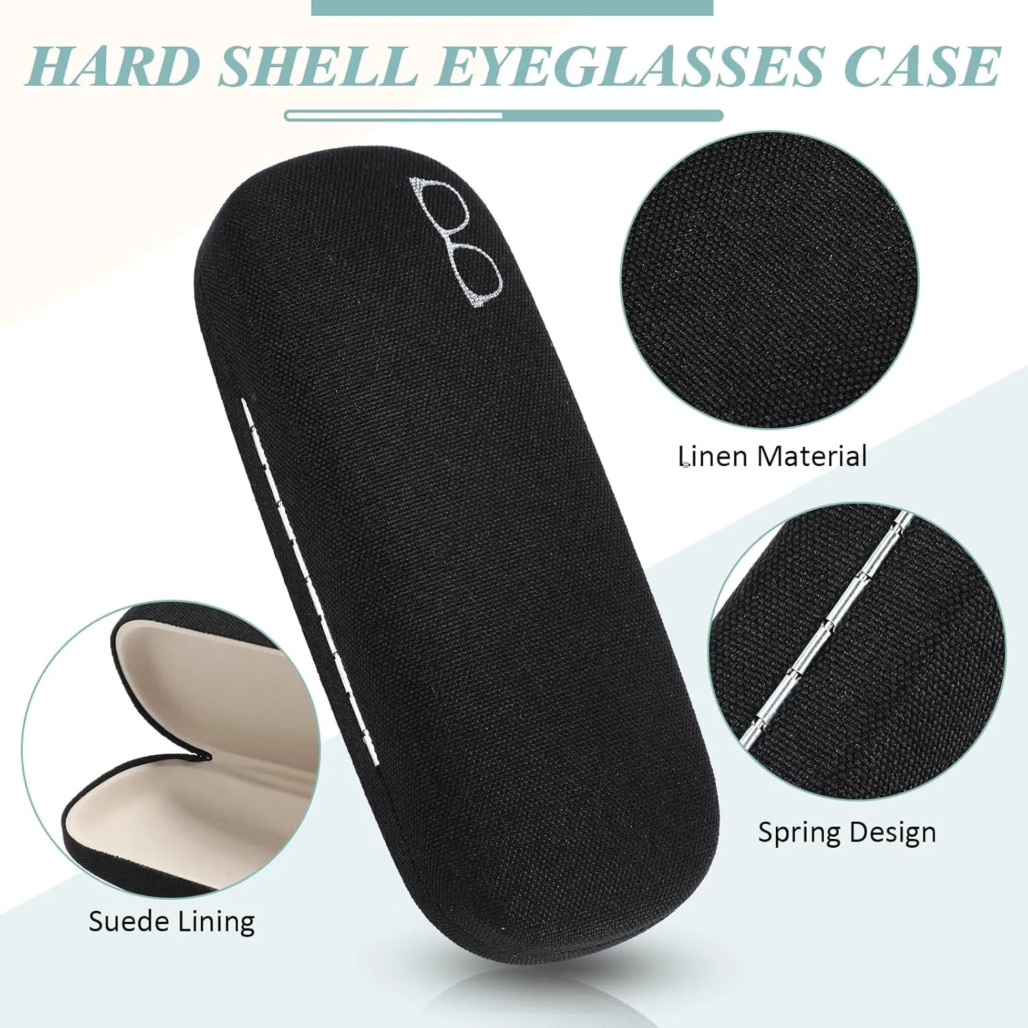 Kanayu Hard Shell Glasses Case Bulk Linen Fabrics Protective Eyeglasses Case Eye Glasses Protector for Men Women