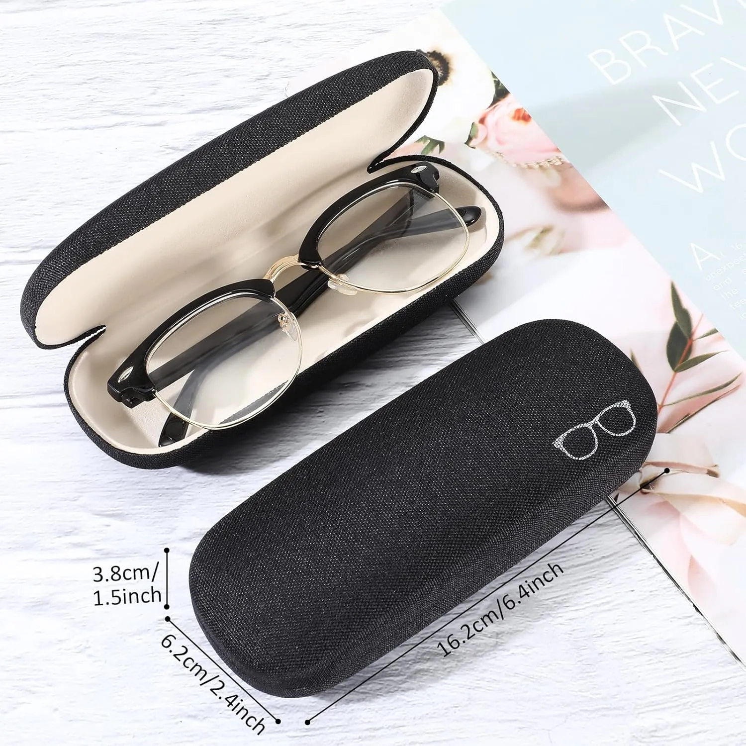 Kanayu Hard Shell Glasses Case Bulk Linen Fabrics Protective Eyeglasses Case Eye Glasses Protector for Men Women