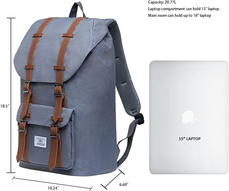 KAUKKO Laptop Outdoor Backpack College Schoolbag Bookbag Travel Hiking Rucksack fits 15-Inch Laptop